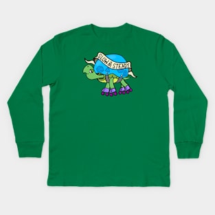 Slow & Steady Rollerskating Turtle Kids Long Sleeve T-Shirt